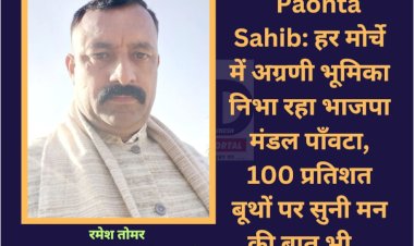 Paonta Sahib: हर मोर्चे में अग्रणी भूमिका निभा रहा भाजपा मंडल पाँवटा, 100 प्रतिशत बूथों पर सुनी मन की बात भी... ddnewsportal.com
