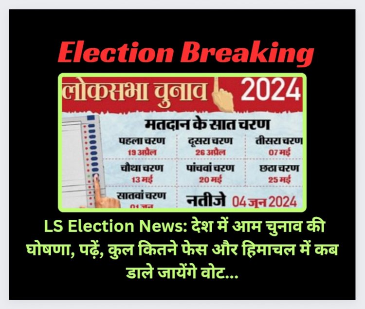 LS Election News: देश में आम चुनाव की घोषणा, पढ़ें, कुल कितने फेस और हिमाचल में कब डाले जायेंगे वोट... ddnewsportal.com