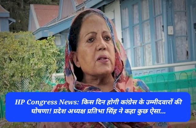HP Congress News: किस दिन होगी कांग्रेस के उम्मीदवारों की घोषणा! प्रदेश अध्यक्ष प्रतिभा सिंह ने कहा कुछ ऐसा... ddnewsportal.com