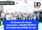 IIM Sirmour 8th Annual Convocation: आईआईएम सिरमौर से देश में प्रबंधन सेवा को निकले 297 छात्र ddnewsportal.com
