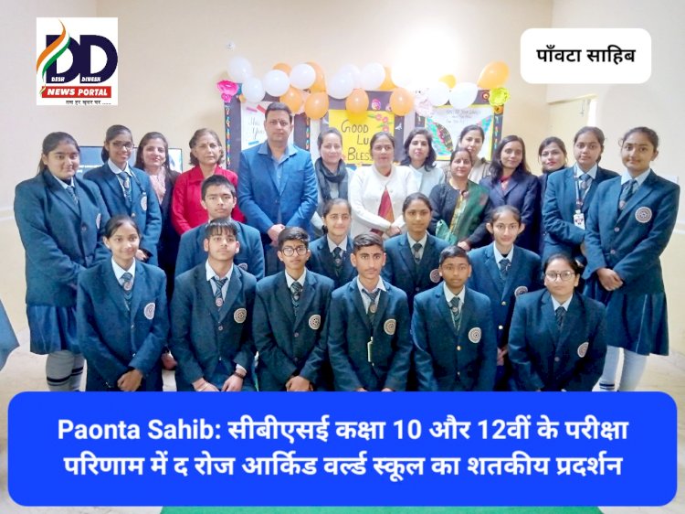 Paonta Sahib: सीबीएसई कक्षा 10 और 12वीं के परीक्षा परिणाम में द रोज आर्किड वर्ल्ड स्कूल का शतकीय प्रदर्शन ddnewsportal.com