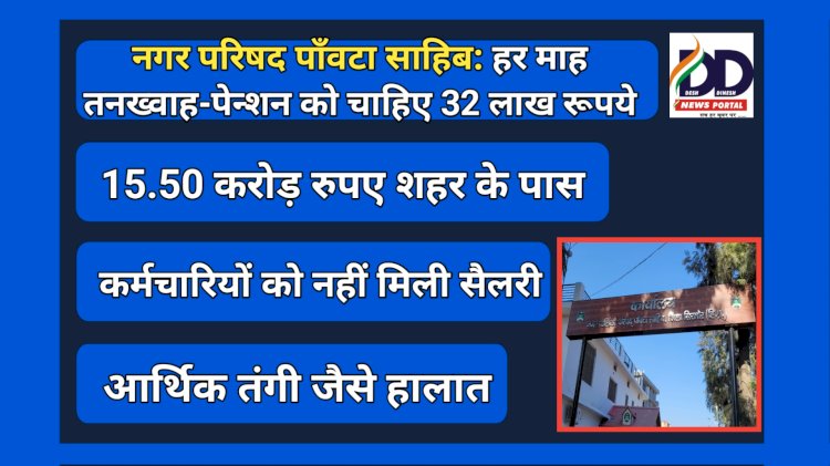 Paonta Sahib: नगर परिषद में आर्थिक तंगी जैसे हालात, सैलरी में देरी, 15.50 करोड़ रुपये शहर के पास... ddnewsportal.com