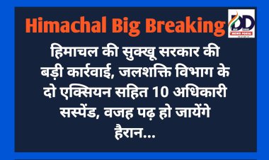 HP Govt. News: सुक्खू सरकार की बड़ी कार्रवाई, जलशक्ति विभाग के दो एक्सियन सहित 10 अधिकारी सस्पेंड, वजह पढ़ हो जायेंगे हैरान... ddnewsportal.com