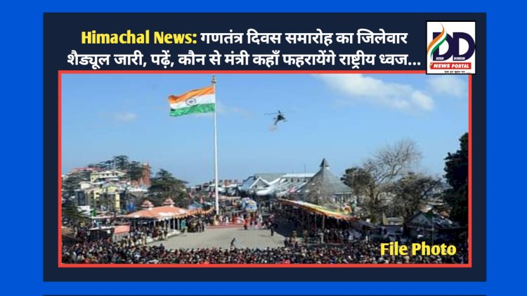Himachal News: गणतंत्र दिवस समारोह का जिलेवार शैड्यूल जारी, पढ़ें, कौन से मंत्री कहाँ फहरायेंगे राष्ट्रीय ध्वज... ddnewsportal.com