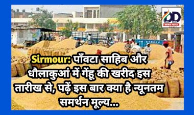 Sirmour: पाँवटा साहिब और धौलाकुआं में गेंहू की खरीद इस तारीख से, पढ़ें इस बार कितना है न्यूनतम समर्थन मूल्य... ddnewsportal.com