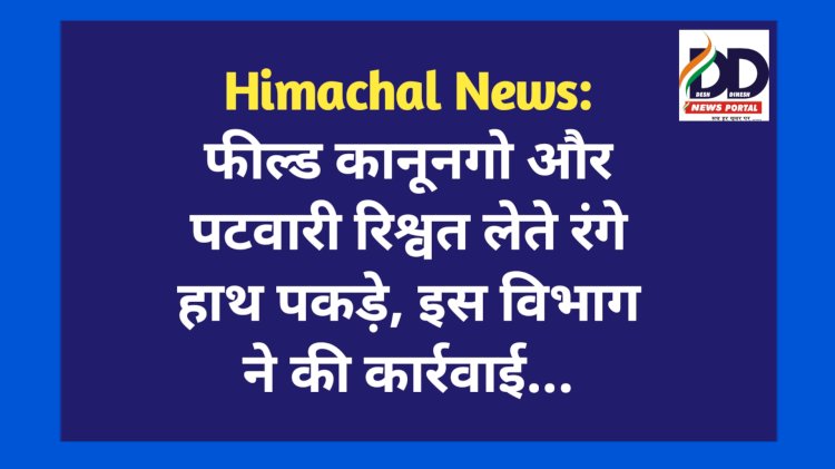 Himachal News: फील्ड कानूनगाे और पटवारी रिश्वत लेते रंगे हाथ पकड़े, इस विभाग ने की कार्रवाई... ddnewsportal.com