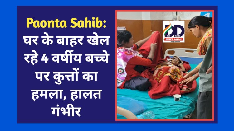 Paonta Sahib: घर के बाहर खेल रहे 4 वर्षीय बच्चे पर कुत्तों के झुंड ने किया हमला, हालत गंभीर ddnewsportal.com