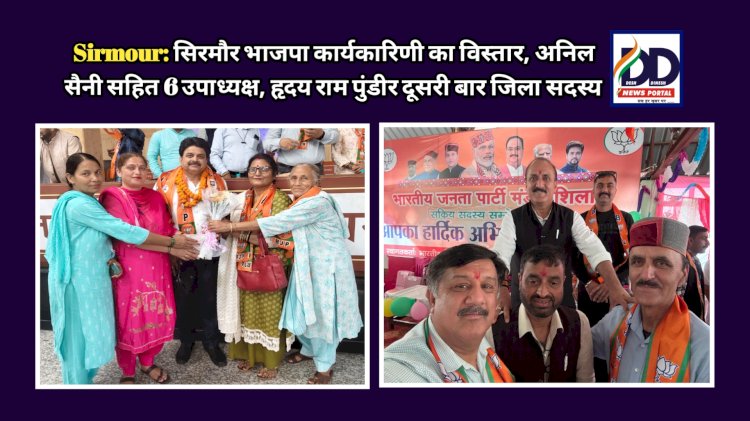 Sirmour: सिरमौर भाजपा कार्यकारिणी का विस्तार, अनिल सैनी सहित 6 उपाध्यक्ष, हृदय राम पुंडीर को दूसरी बार जिला कार्यकारिणी में स्थान ddnewsportal.com