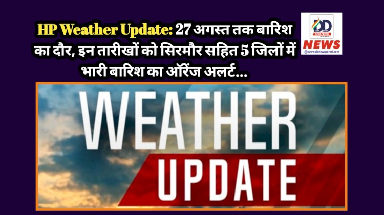 HP Weather Update: 27 अगस्त तक बारिश का दौर, इन तारीखों को सिरमौर सहित 5 जिलों में भारी बारिश का ऑरेंज अलर्ट...   ddnewsportal.com