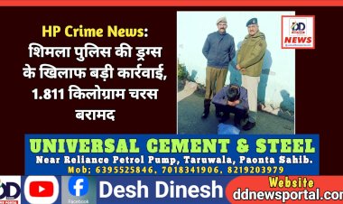 HP Crime News: शिमला पुलिस की ड्रग्स के खिलाफ बड़ी कार्रवाई, 1.811 किलोग्राम चरस बरामद ddnewsportal.com
