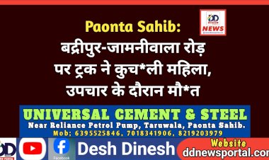 Paonta Sahib: बद्रीपुर-जामनीवाला रोड़ पर ट्रक ने कुच*ली महिला, उपचार के दौरान मौ*त ddnewsportal.com