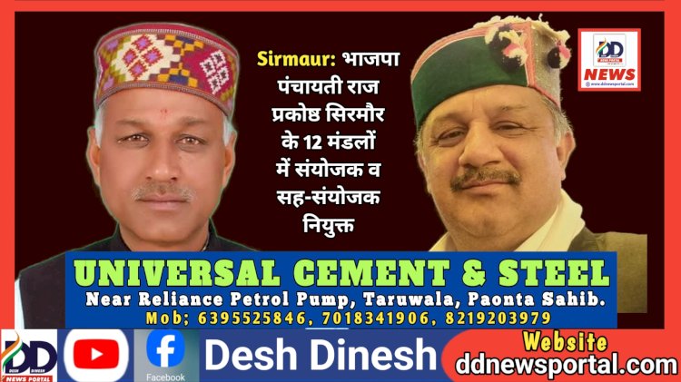 Sirmaur: भाजपा पंचायती राज प्रकोष्ठ सिरमौर के 12 मंडलों में संयोजक व सह-संयोजक नियुक्त, यहां पढ़ें पूरी सूची...  ddnewsportal.com