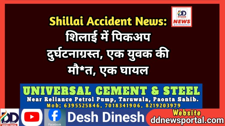 Shillai Accident News: शिलाई में पिकअप दुर्घटनाग्रस्त, एक युवक की मौ*त, एक घायल  ddnewsportal.com