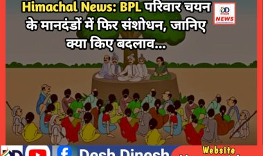 Himachal News: BPL परिवार चयन के मानदंडों में फिर संशोधन, जानिए क्या किए बदलाव... ddnewsportal.com
