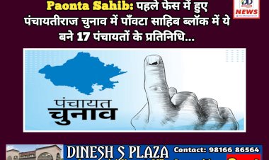 Paonta Sahib: पहले फेस में हुए पंचायतीराज चुनाव में पाँवटा साहिब ब्लाॅक में ये चुने 17 पंचायतों के प्रतिनिधि... ddnewsportal.com
