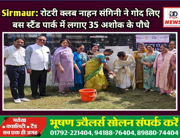 Sirmaur: रोटरी क्लब नाहन संगिनी ने गोद लिए बस स्टैंड पार्क में लगाए 35 अशोक के पौधे  ddnewsportal.com